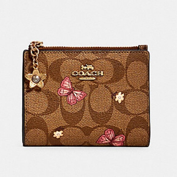 Coach Handbags - Coach Signature Coated Canvas Butterfly Snap Card Wallet